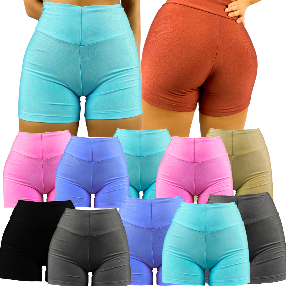 KIT 10 Short Bermuda Feminina Fitness Ginástica Ciclista Academia Suplex Caminhada