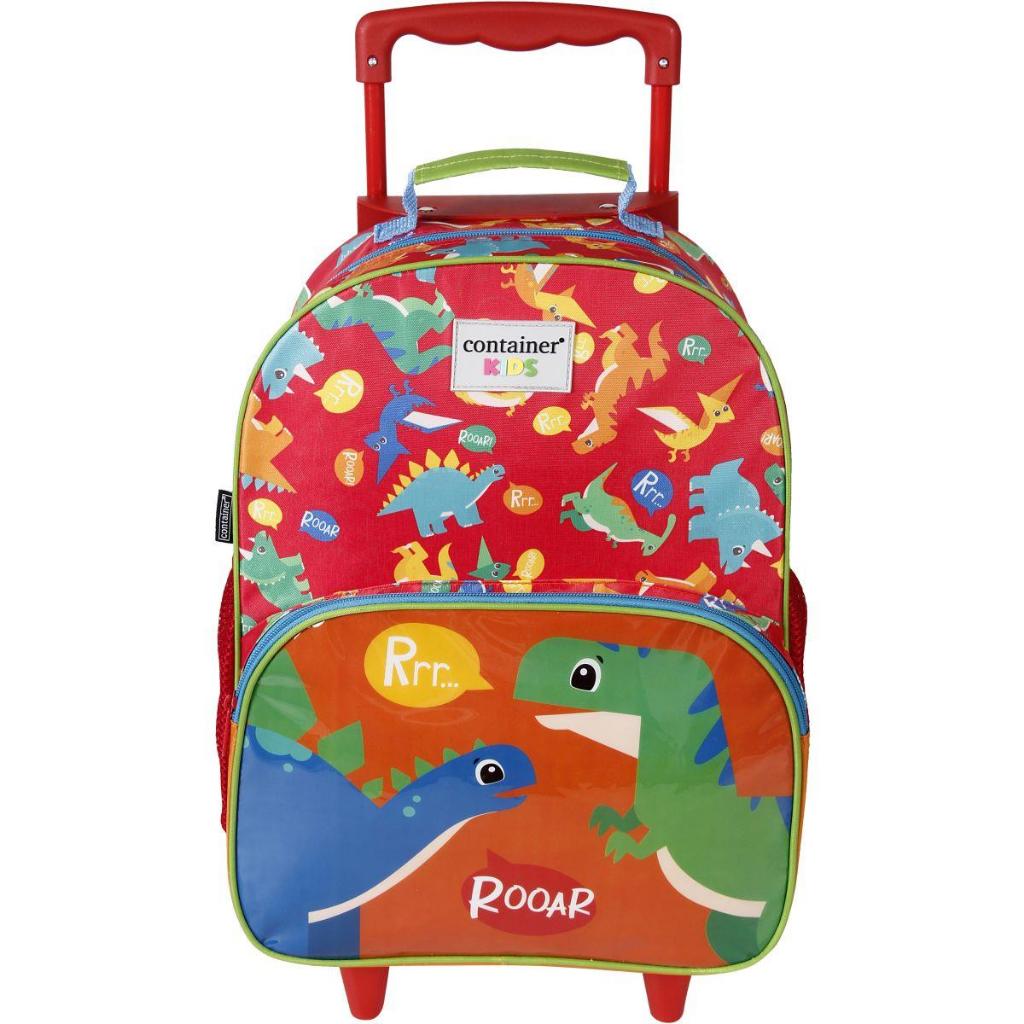 Mochila Infantil com Rodinha Container Kids Dinos G Vermelha - Dermiwil