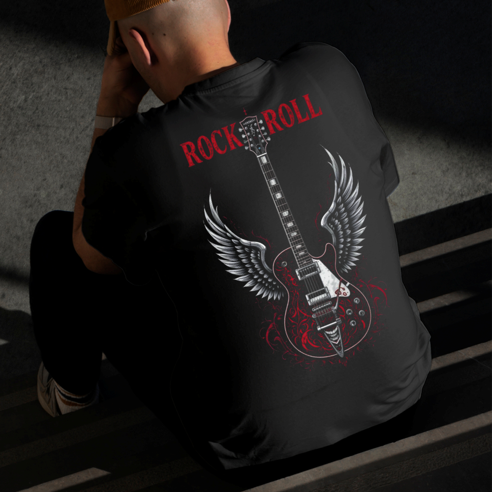 Camiseta Masculina Estampada Rock N' Roll 100% Algodão Estilo Conforto Diário Do Tamanho P ao GG