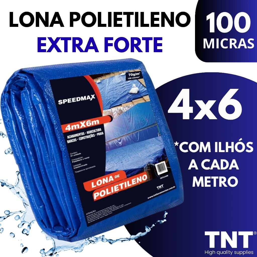 Lona 4x6 Mt Azul Plastica Impermeavel Festa Telhado Multiuso TNT