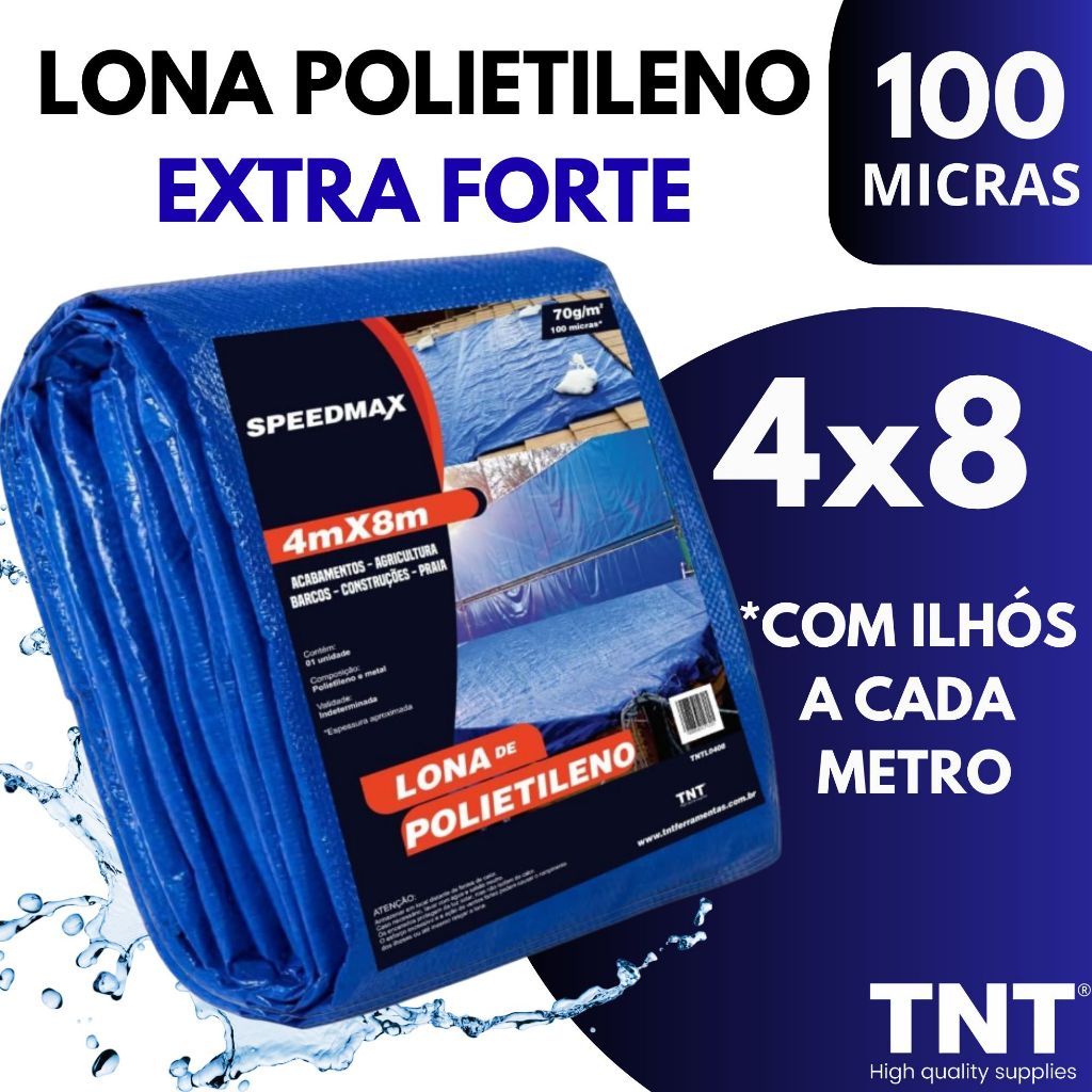 Lona 4x8 Mt Azul Plastica Impermeavel Festa Telhado Multiuso TNT Lona 4x8 Mt Azul Plastica Impermeavel Festa Telhado Multiuso TNT
