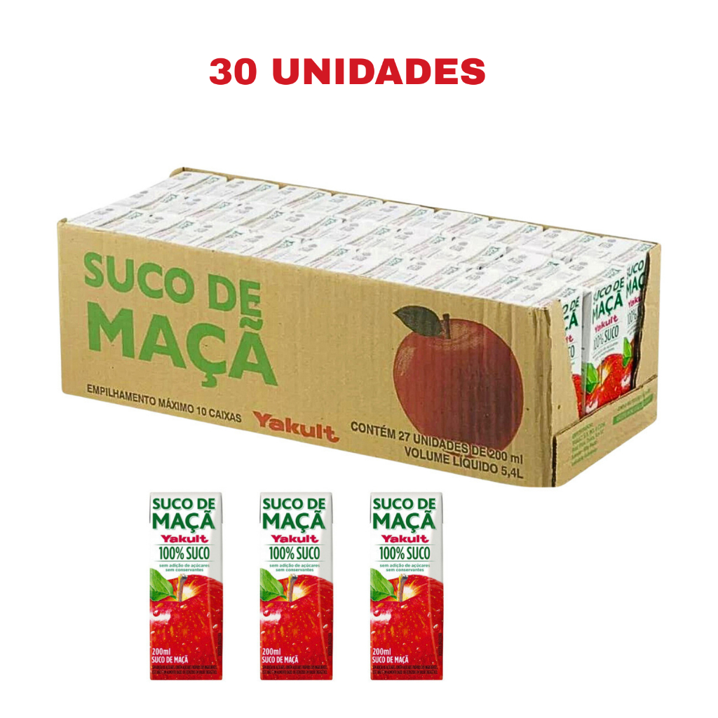 Cx 30 Sucos de Maçã - Yakult 100% Natural SEM açúcares e conservantes em Oferta na Shopee