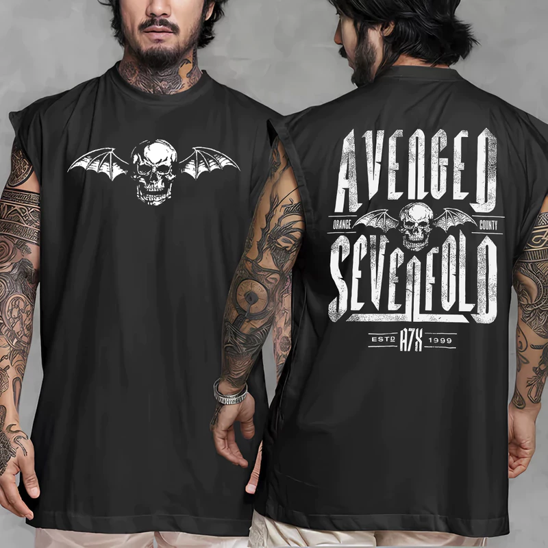 Camiseta Regata Machao Oversized Academia Band Rock Avenged Sevenfold Punk Gym Treino Masculino Algodao Estampada