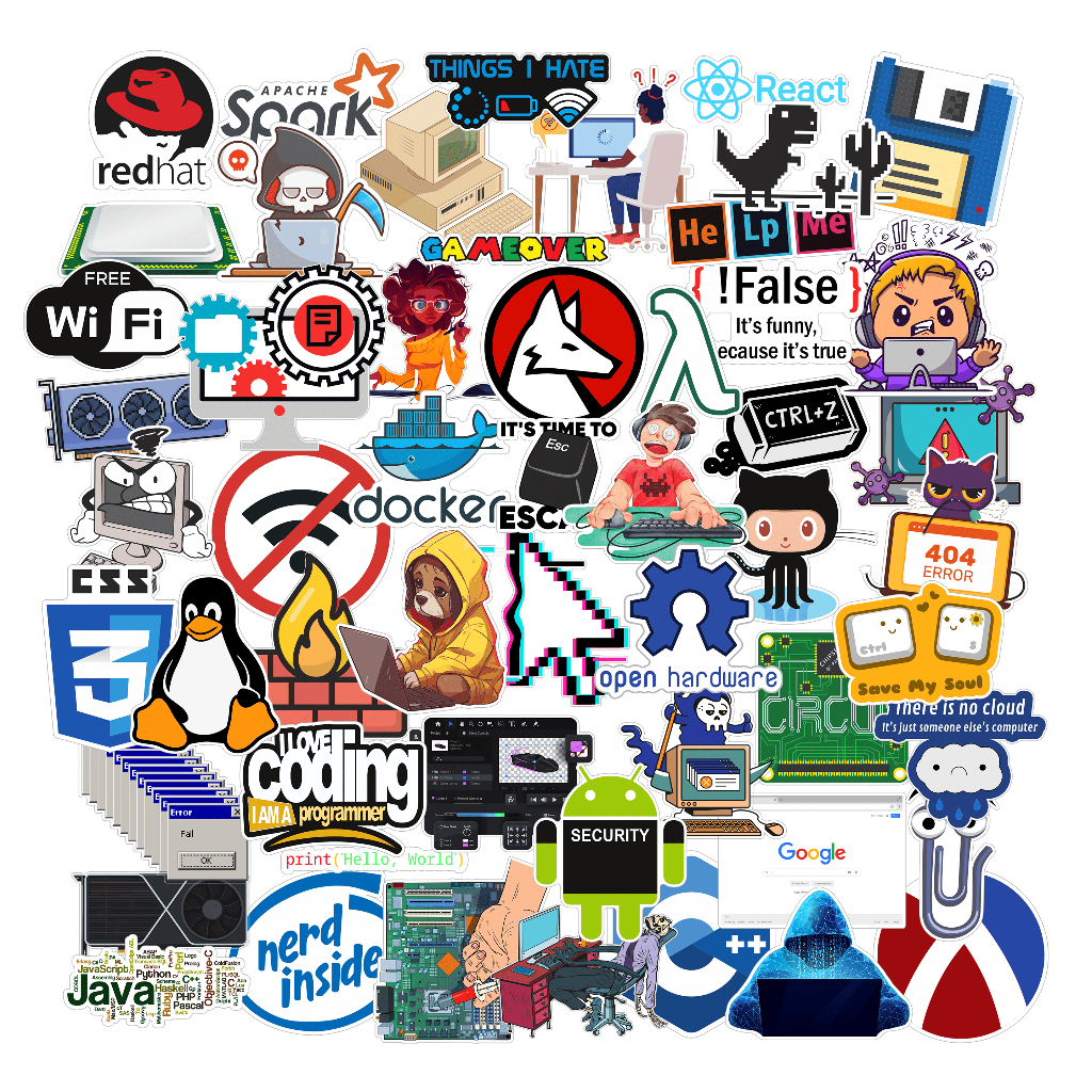 Kit De Adesivos Notebook Programador Geek Nerd Ti Computador Dev Software Dados Ia