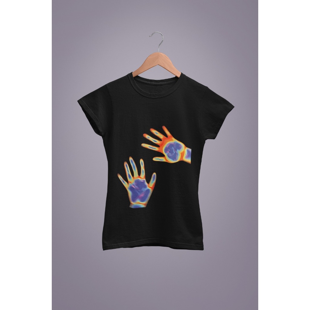 Baby Tee Termal 🔥 Estampa Mãos Coloridas / Estilo Gringa / Moda Estética