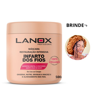 Máscara Infarto dos Fios Lanox  Pro 500g + Touca de Cetim em Oferta na Shopee