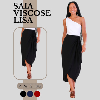 Saia Transpassada Com Amarração Casual Lisa Feminina 3539-A em Oferta na Shopee