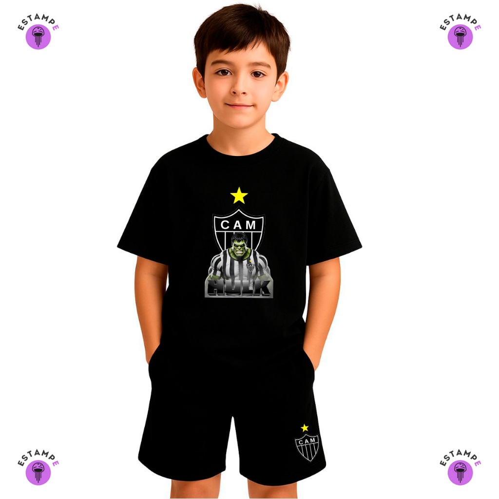 Kit Infantil 2 peças Sendo 1 Camiseta e 1 Bermuda Moletinho Atletico Mineiro Hulk Time Futebol  Infantil em Oferta na Shopee