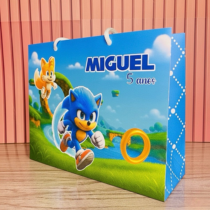 SACOLINHA SONIC Personalizado | Mimos | Sacolinha | Lembrancinha | Aniversário | PEGUE E MONTE