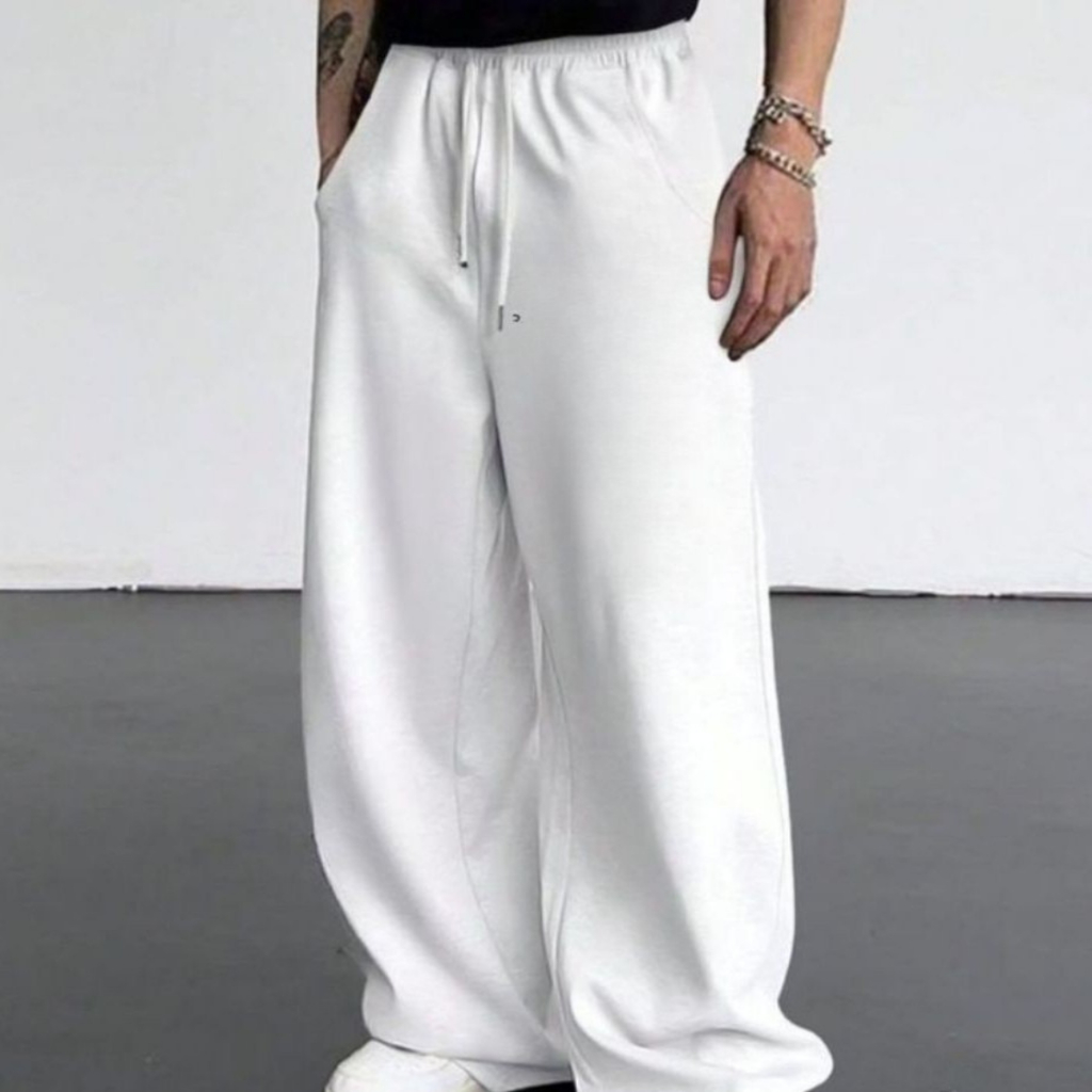Calça Masculina Moletom Baggy Streetwear Básica Wide Leg Gym versátil HipHop 100% Algodão Premium Confortável Exclusiva