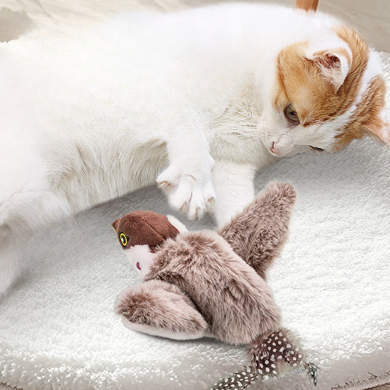 Brinquedo Pelucia Passaro Interativo Batendo Asas P Gato Gatinho Cachorro Pet Recarregável