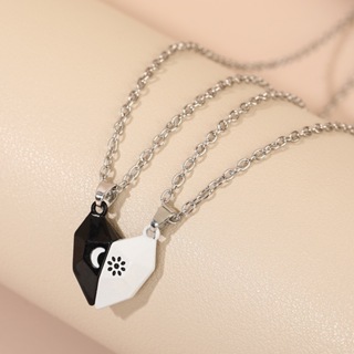 Colar Duplo Casal Namorados Paquera 1 Par Com 2 Metades Gato Ying Yang em Oferta na Shopee