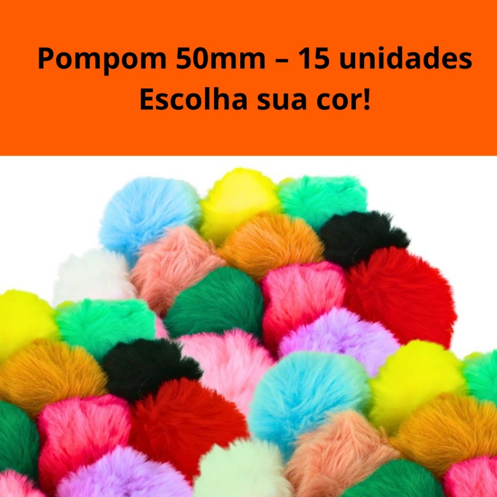 Pompom de Pelúcia 50mm –Você escolhe a cor | Fibra & Fio