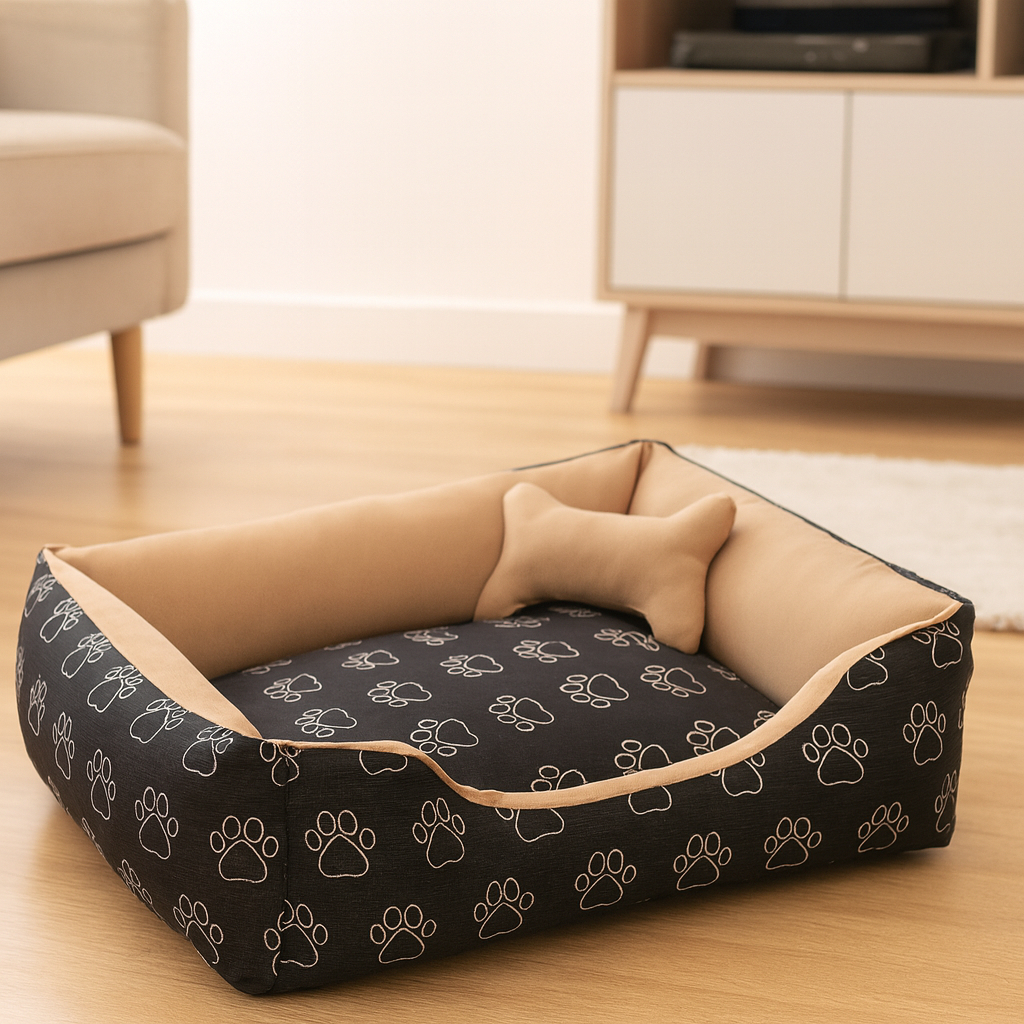 Cama Pet Caminha de Cachorro ou Gato tamanho Médio 60x47 Lavável com Fundo IMPERMEÁVEL + Ossinho em Oferta na Shopee