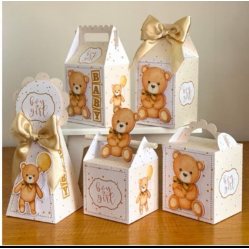 Kit caixinhas personalizadas,  Papelaria Ursinho neutro, chá revelação