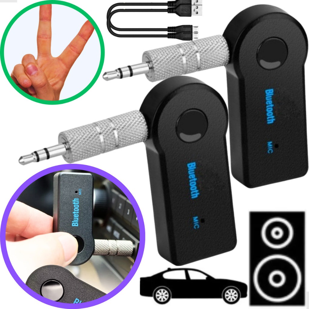 2x Receptor Bluetooth P2 Áudio Adaptador Carro Sem Usb Som Antigo Carro Aparelho Sem Bluetooth BT