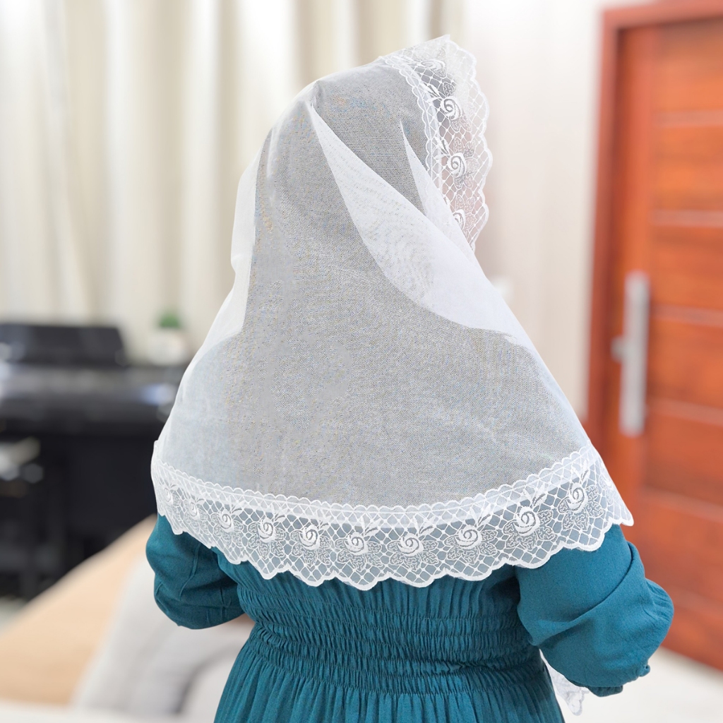 Véu Ccb Congregação Cristã Renda Organza Floral Adulto (mod. Dalva)