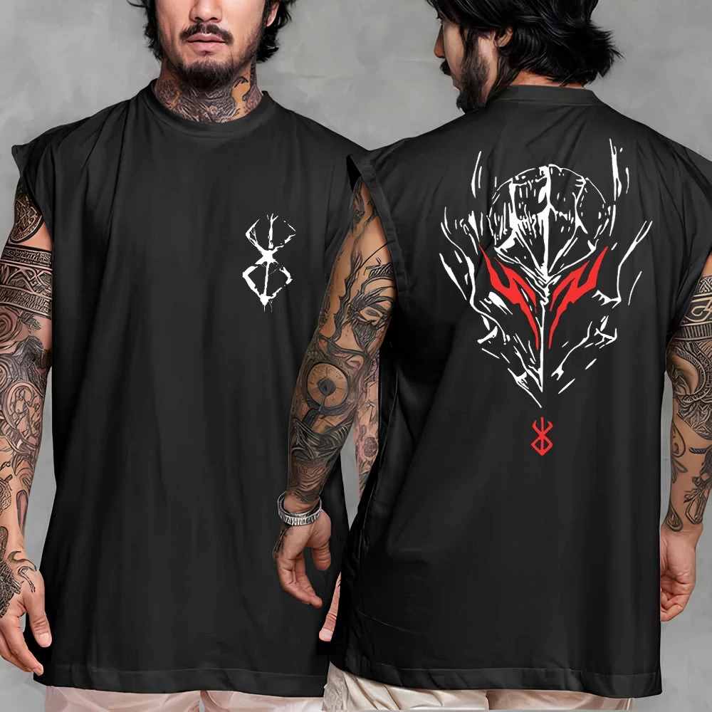 Camiseta Regata Machao Oversized Aesthetic Anime Berserk Guts Academia Gym Treino Masculino Algodao
