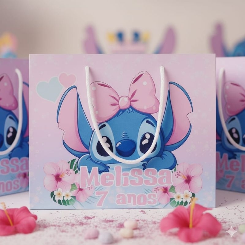 Sacolinha Personalizada Stitch  Lembrancinha Festa Infantil Lilo Stitch