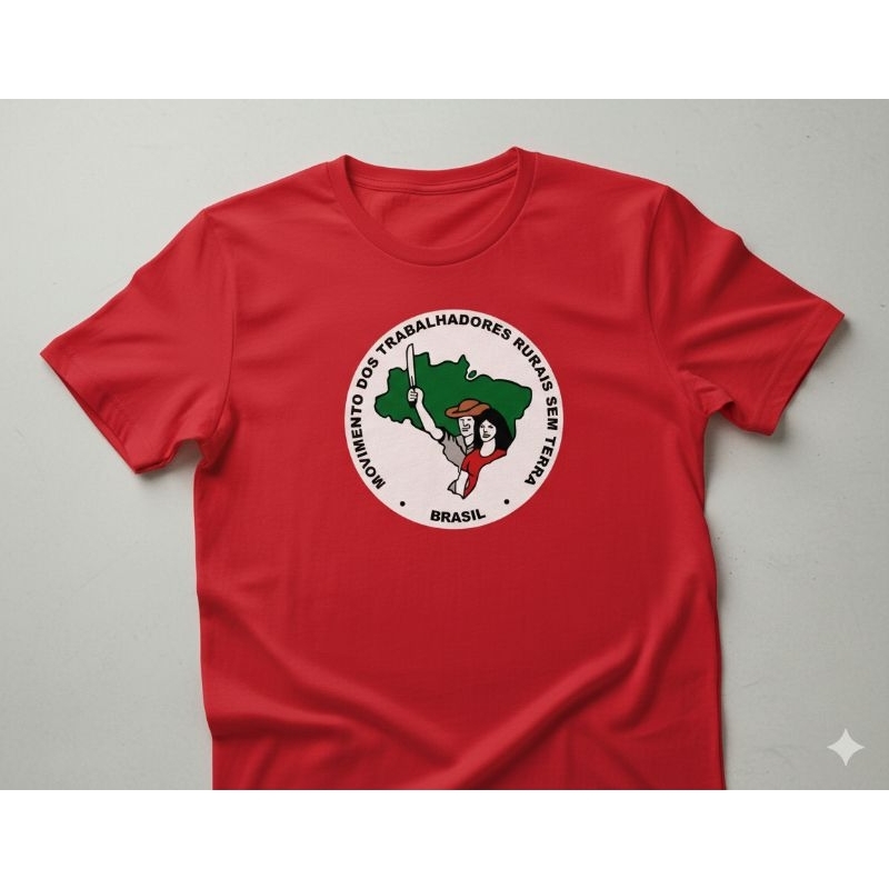 Camiseta MST PT  unissex  estampada Partido dos trabalhadores 100% Algodão