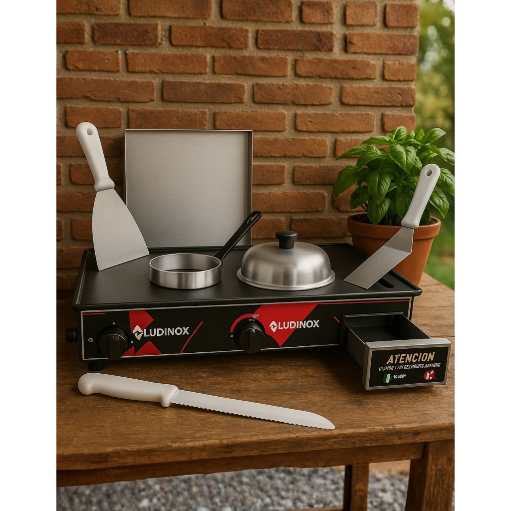 Chapa Com Prensa Industrial 60x30 Para Fazer Lanches Hot Dog + Utensílios De Lanchonete Bares Hotéis