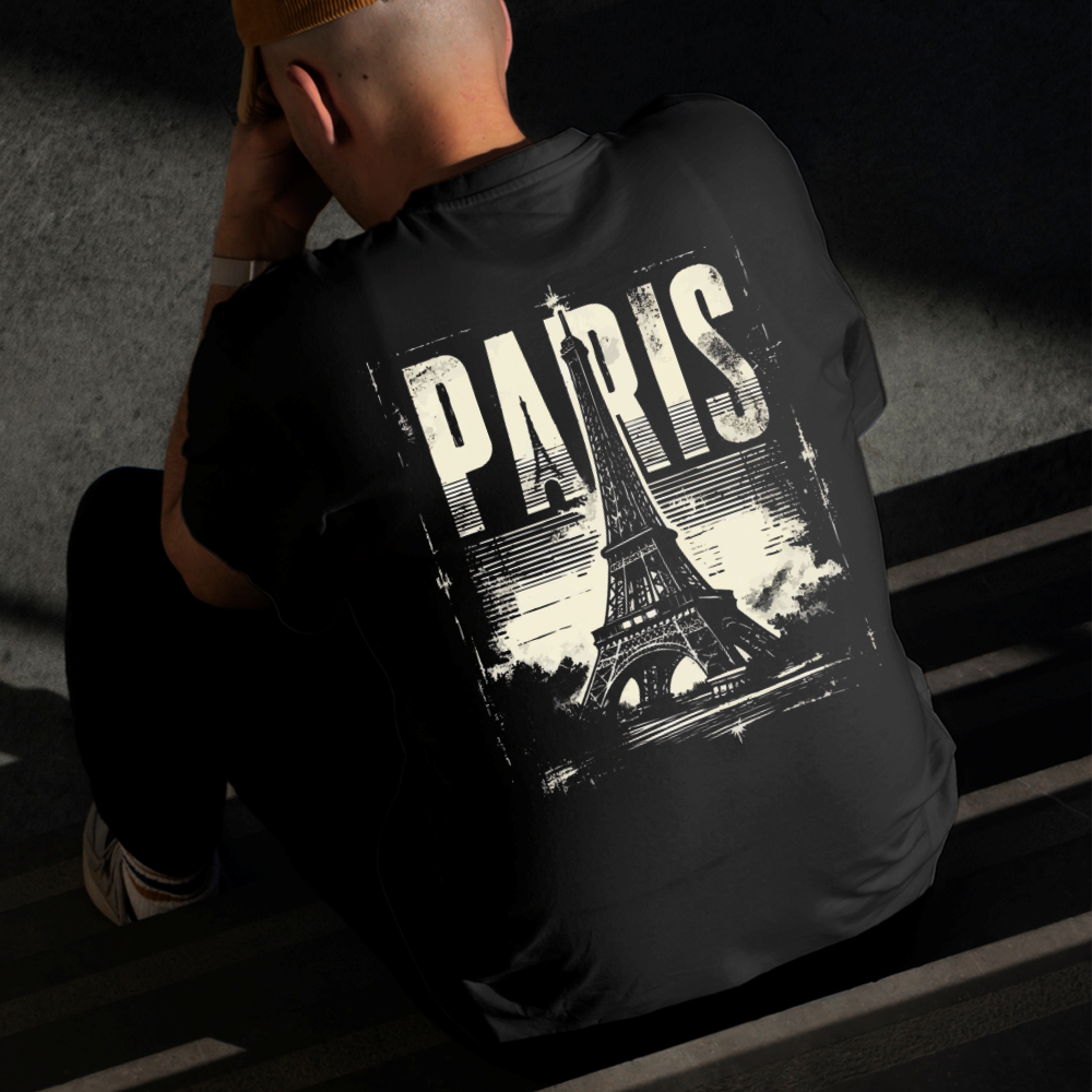 Camiseta Masculina Estampada Paris 100% Algodão Estilo Conforto Diário Do Tamanho P ao GG