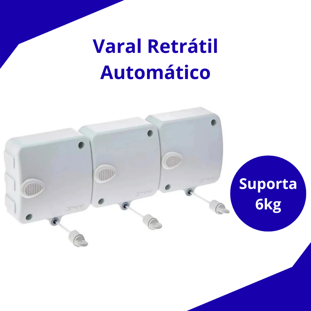 Varal Retrátil Automático Modular de Parede Stendmax Maxeb 6m Cada Corda suporte 6kg cada em Oferta na Shopee