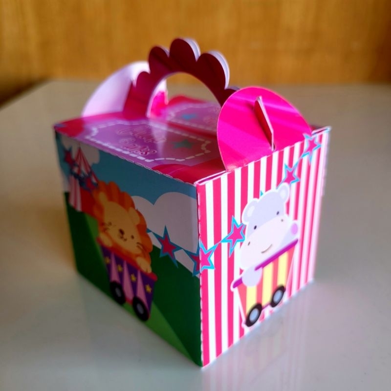 caixa lanchinho personalizada tema circo rosa para lembrancinha de mesa de aniversario infantil de menina
