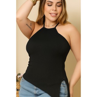 Blusa Assimetrica Frente Unica Malha Canelada Premium Tendencia Blogueira Basica Confortavel Gringa em Oferta na Shopee