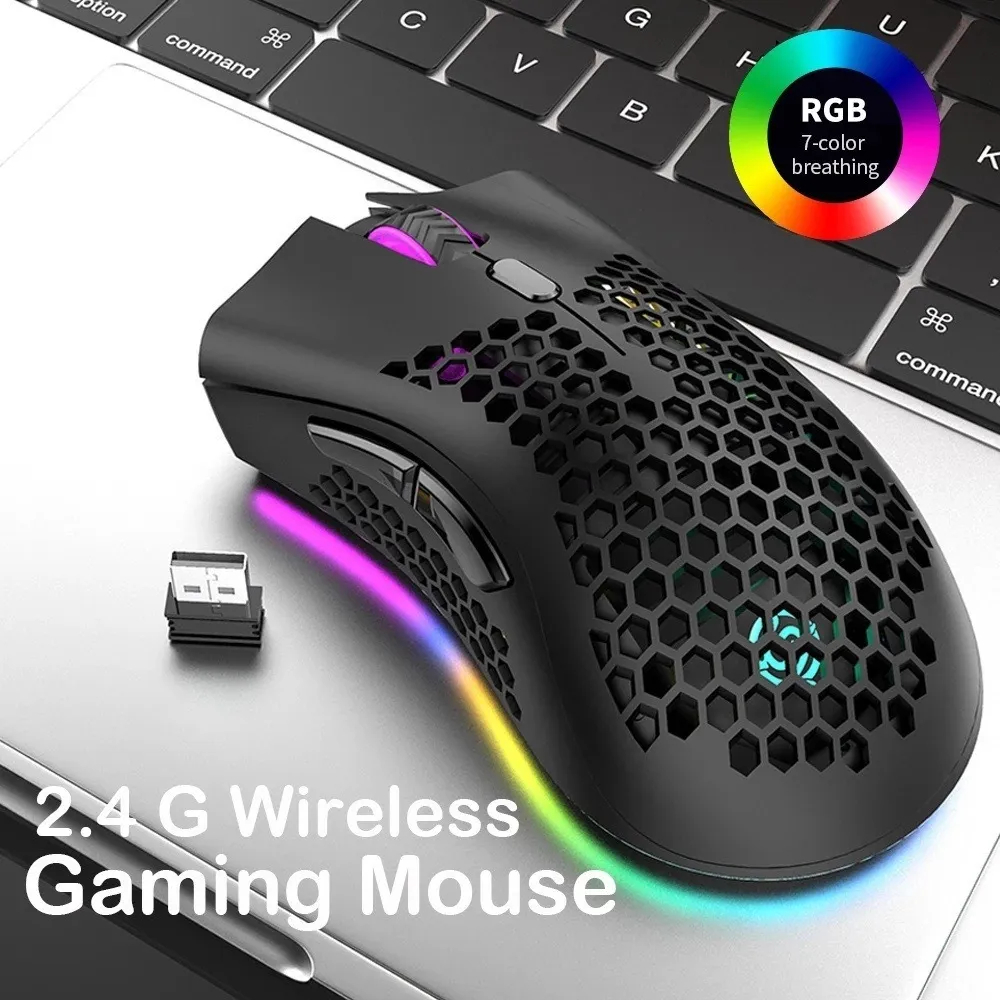 Mouse Gamer Iluminação RGB Laser 7200dpi Profissional Sensor Óptico Ergonômico LED com Fio 7 Botões
