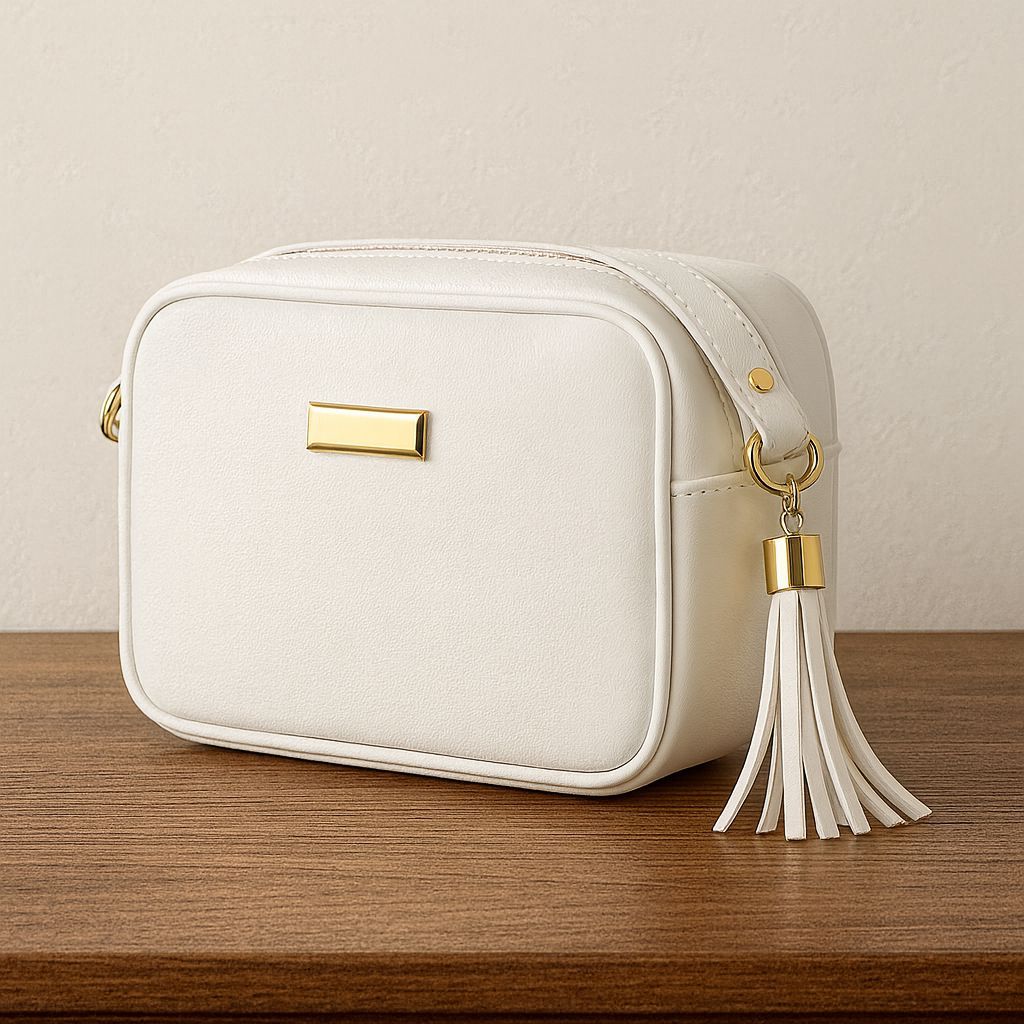 Bolsa Feminina Média Transversal com Zíper Alça ajustável Couro Sintético Moda Feminina