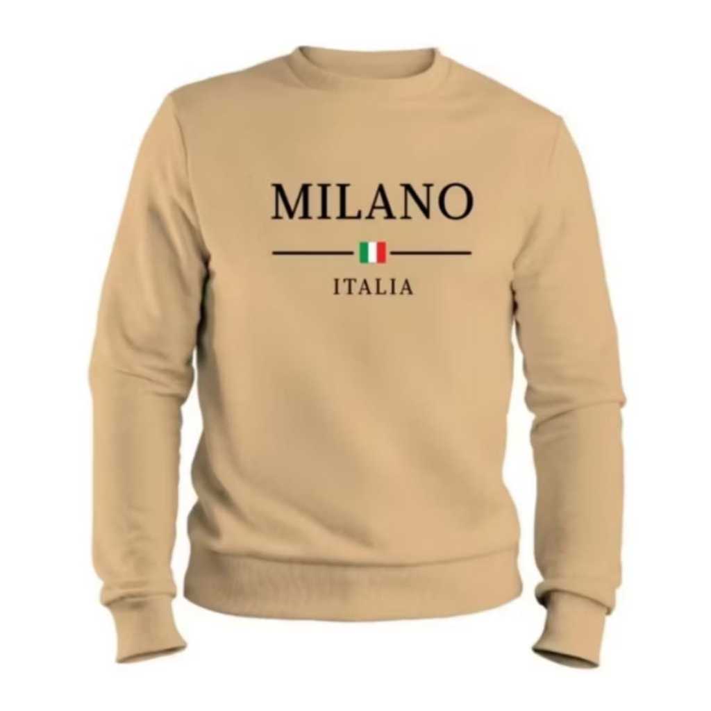 Blusa de Frio Moletom Milano Itália Gola Careca Redonda Flanelado Casual