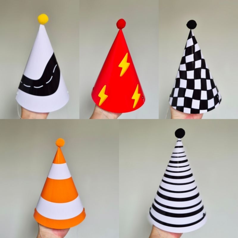 Chapeus de aniversario corrida / carrinhos / kits com 5 ou 10 unidades