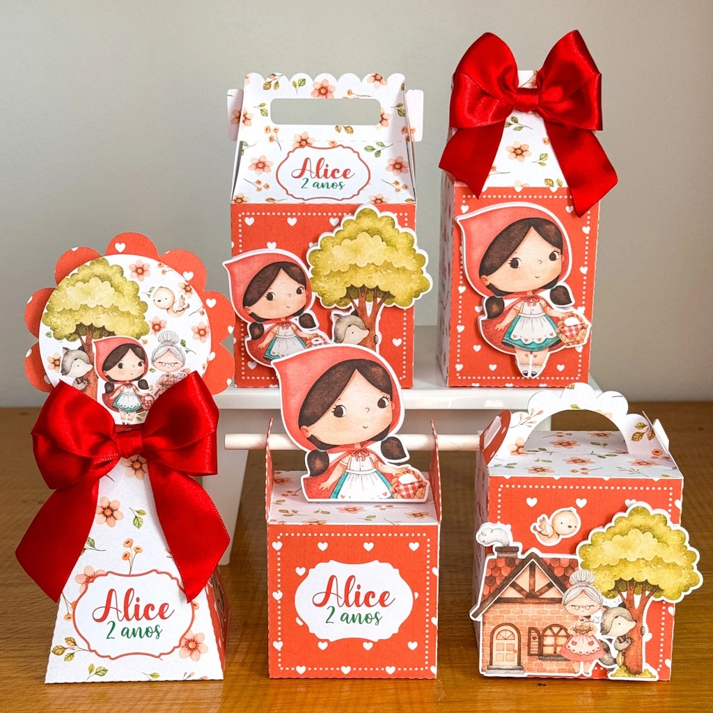 KIT FESTA /PRÉ-MONTADO / TEMA: CHAPEUZINHO VERMELHO / MESVERSÁRIO - Caixinhas Personalizadas / Aniversário