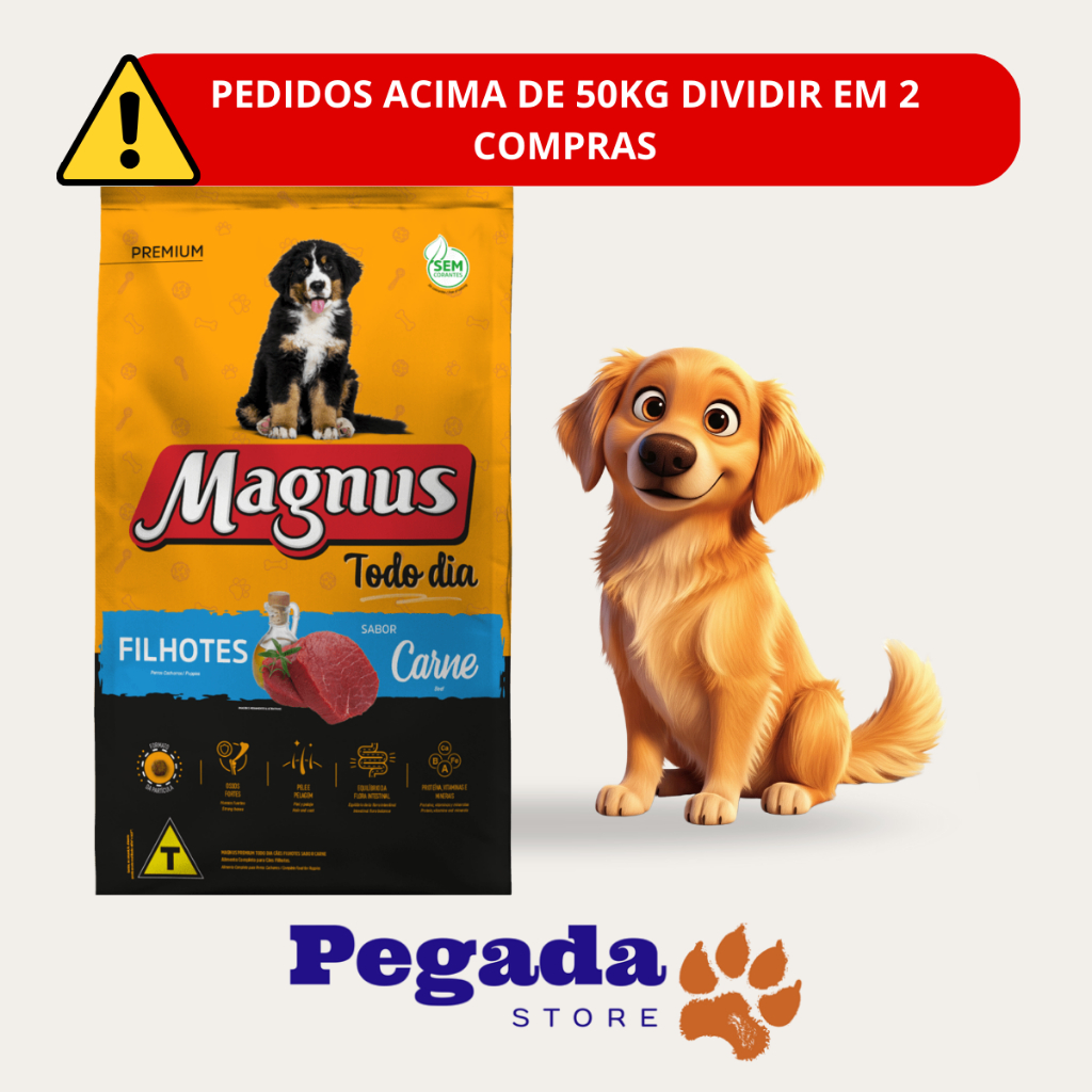 RAÇÃO MAGNUS TODO DIA FILHOTE TODAS AS RAÇAS 10KG