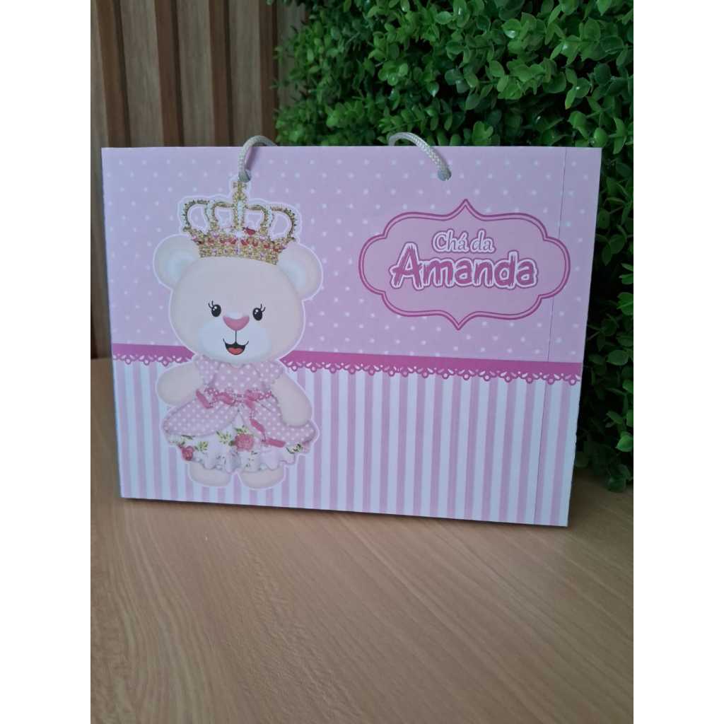 Sacolinha Personalizada Ursinha Princesa Realeza Chá de bebê / Todos os temas - DESMONTADA