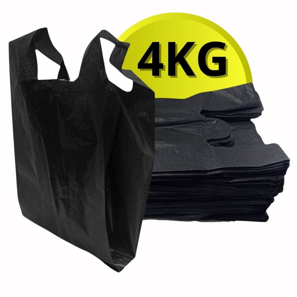 Sacola Reciclada Preta Para Adega Resistente Compras Mercado Pacote Com 4Kg Atacado