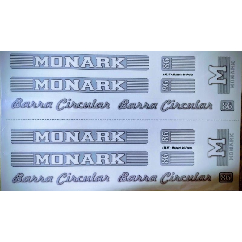 ADESIVOS COLANTE (cartela dupla 2 jogos)  BIKES MONARK BARRA CIRCULAR 86 PRATA