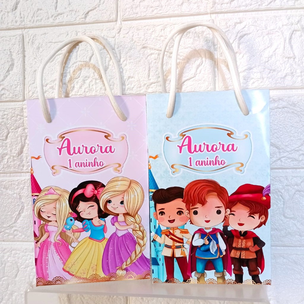 PEGUE E MONTE- Sacolinha Surpresa Personalizada Princesas Cute/Sacolinha principes e  Princesas