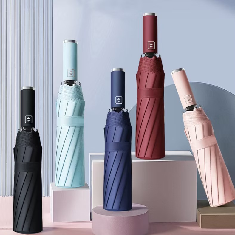 Guarda Chuva Automático Abre E Fecha Reforçado Contra Vento Proteção Solar Blackout