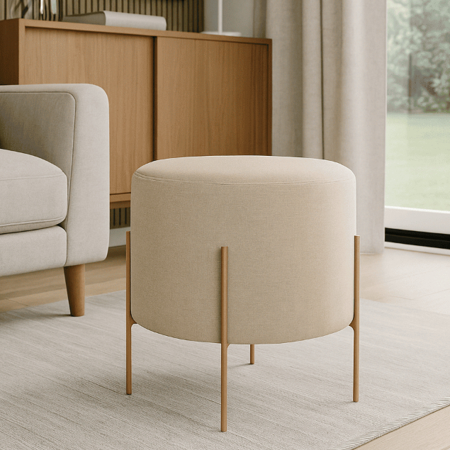 Puff Banqueta Odim Luxo Base Bronze Castellar Móbile em Oferta na Shopee