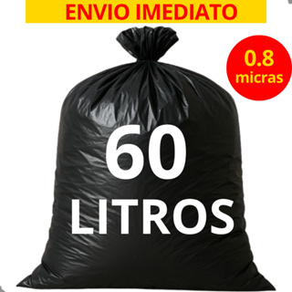 Saco de lixo 60 Litros REFORÇADO 0.8mic com 50 unidades 63 X 70cm em Oferta na Shopee