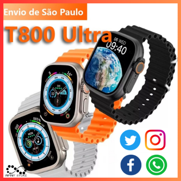 Relógio Digital Smartwatch Ultra 10 T800 Esportivo Resistente à água Com Duas Pulseiras