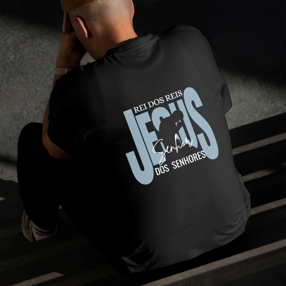 Camiseta Masculina Estampada Jesus 100% Algodão Estilo Conforto Diário Do Tamanho P ao GG