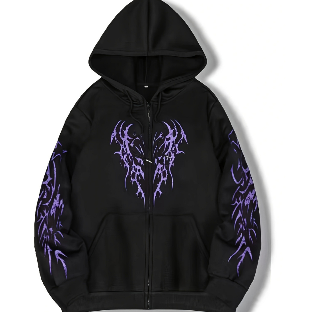 Moletom Com Capuz E Zíper Moda Casual Street Unissex Estampa Urbana