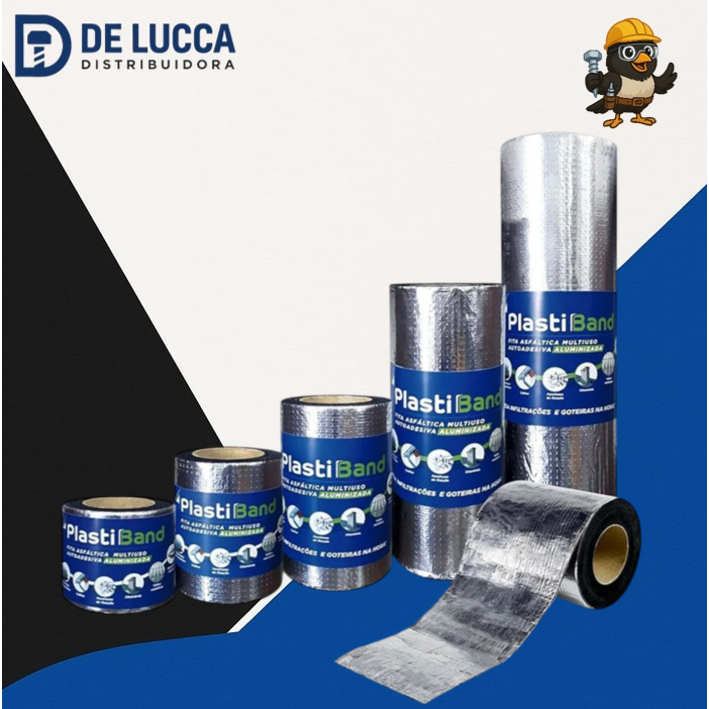 Fita Veda Tudo Asfáltica Aluminizada 45/60/90 cm Manta AutoAdesiva Telhado Calha Bau Caminhão Exaustor Reparos