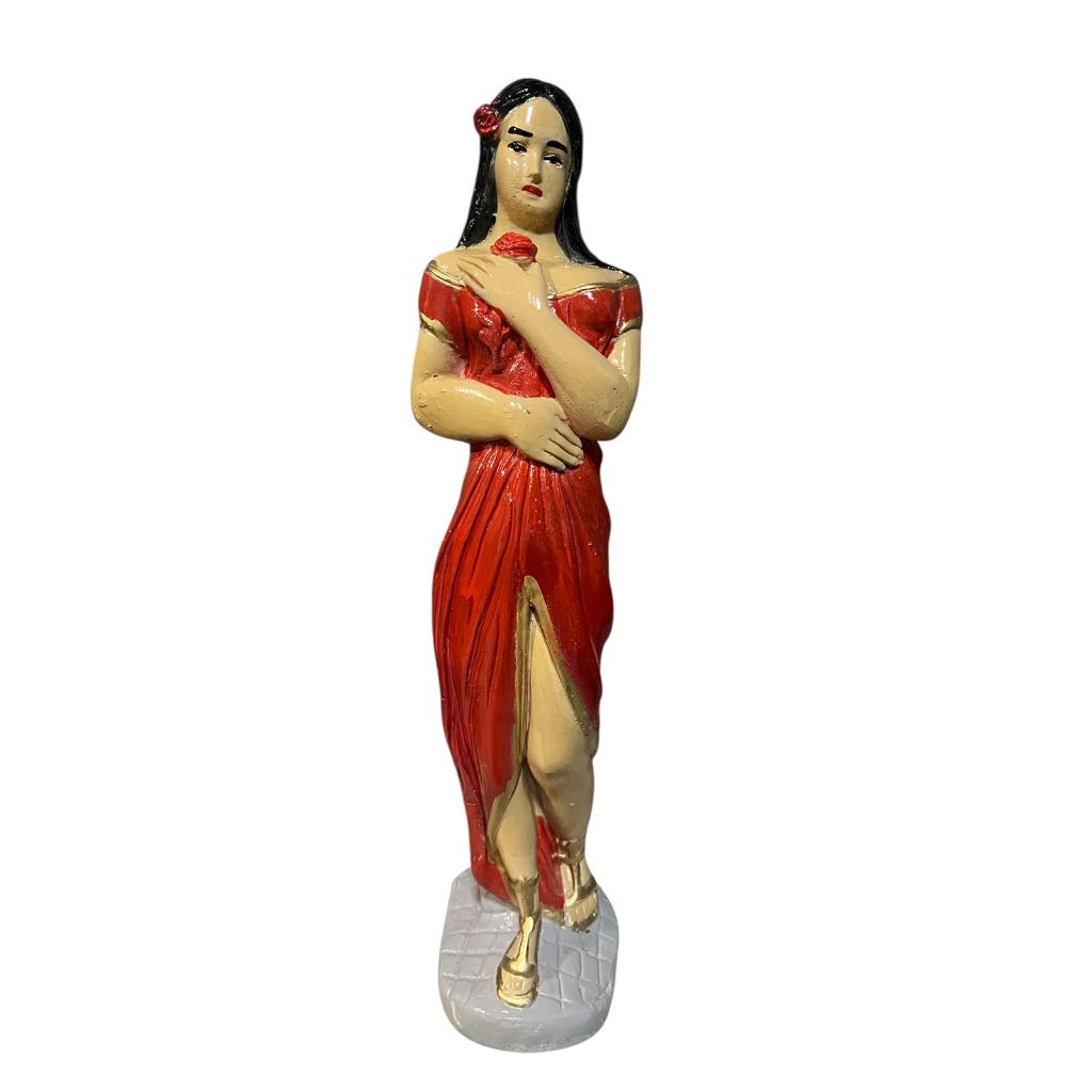 Estatua imagem em gesso Pombagira rosa vermelha 35cm