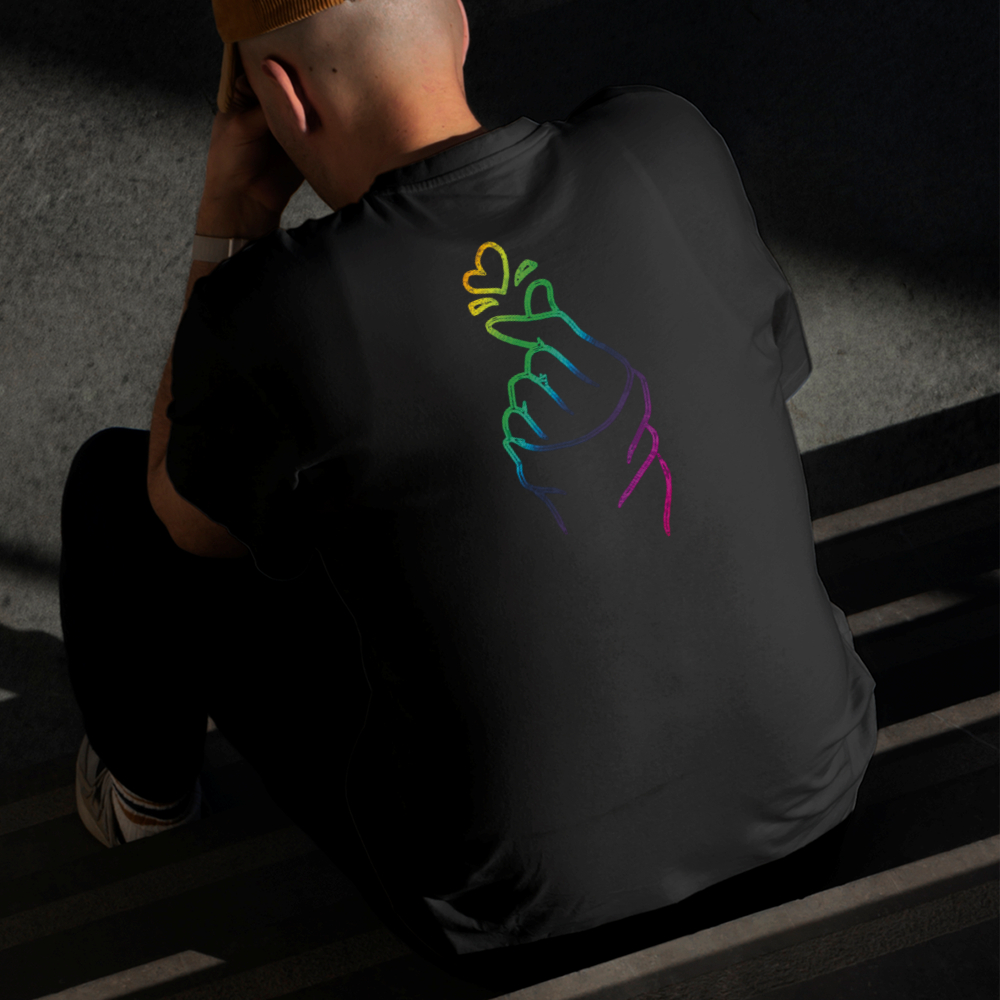 Camiseta Masculina Estampada Mão com Coração 100% Algodão Estilo Conforto Diário Do Tamanho P ao GG