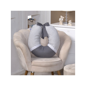 Ninho e Amamentação Kit com Laço Chevron Cinza Micropercal Estampado