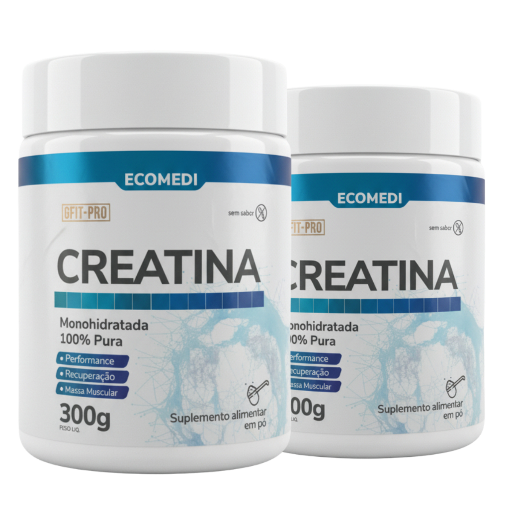 2x Creatina 100% Pura Monohidratada Ecomedi 300g Sem Sabor